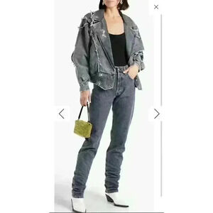 RETROFÊTE Ellie reversible distressed denim jacket Size Medium